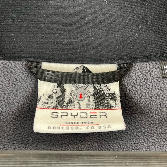 Spyder Mens XL Grey Outbound 1/2 Zip Pullover Sweater Blue Spider Logo Waffle - Picture 4 of 11